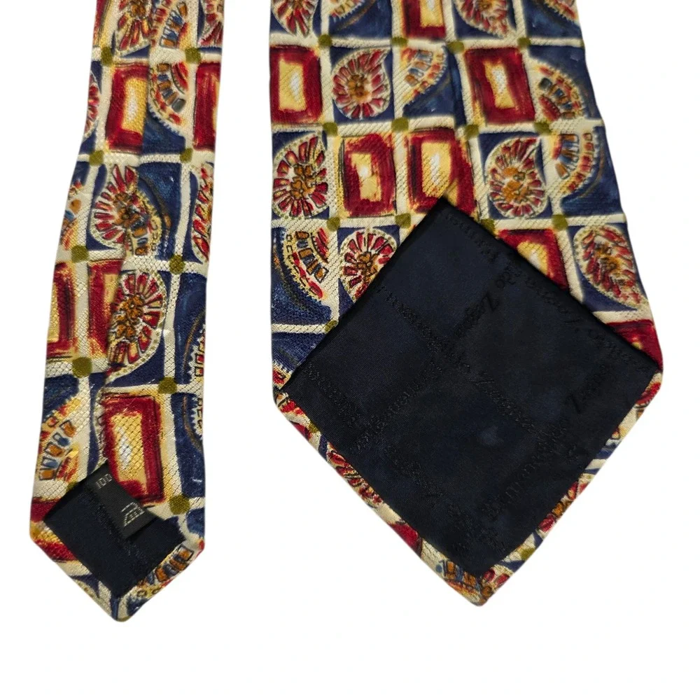 Ermenegildo Zegna Mens‎ Necktie Multicolor Silk Floral Preppy Bohemian Classic